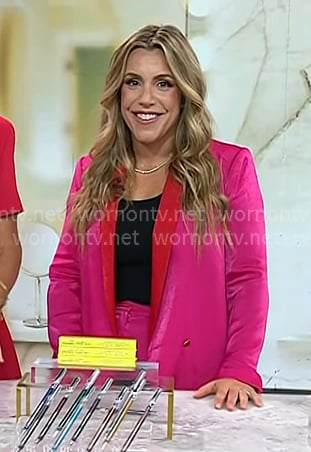 Brittany Talarico’s pink double breasted blazer and pants on Today Brittany Talarico’s pink double breasted blazer and pants on Today