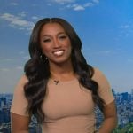 Brittany's beige buckle waist dress on Good Morning America Brittany's beige buckle waist dress on Good Morning America