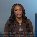 Brittany’s brown leather trim zip dress on Good Morning America