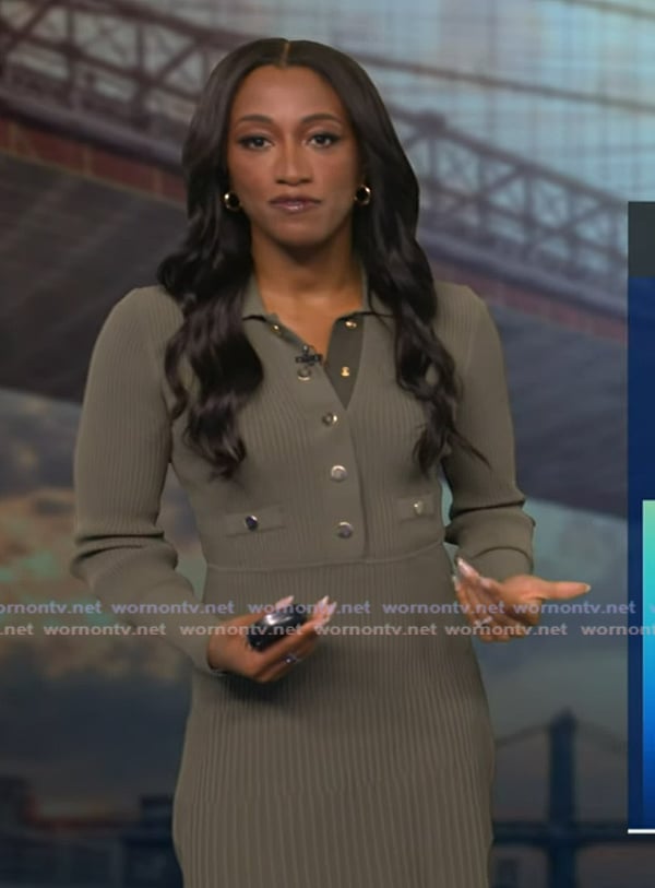 Brittany’s green ribbed button dress on Good Morning America