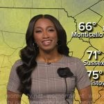 Brittany’s grey plaid floral applique dress on Good Morning America Brittany’s grey plaid floral applique dress on Good Morning America