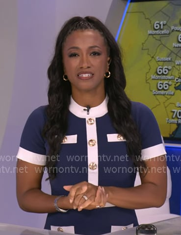 Brittany’s navy contrast trim dress on Good Morning America