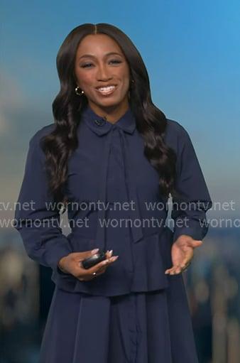 Brittany’s navy tie neck dress on Good Morning America