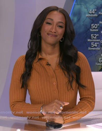 Brittany’s orange ribbed cardigan on Good Morning America
