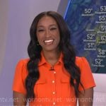 Brittany’s orange utility mini dress on Good Morning America Brittany’s orange utility mini dress on Good Morning America