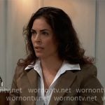Britt’s olive blazer and white shirt on General Hospital Britt’s olive blazer and white shirt on General Hospital