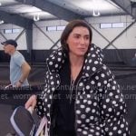 Bronwyn’s black polka dot puffer jacket on The Real Housewives of Salt Lake City Bronwyn’s black polka dot puffer jacket on The Real Housewives of Salt Lake City
