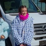Bronwyn’s blue star print ski jacket and pants on The Real Housewives of Salt Lake City