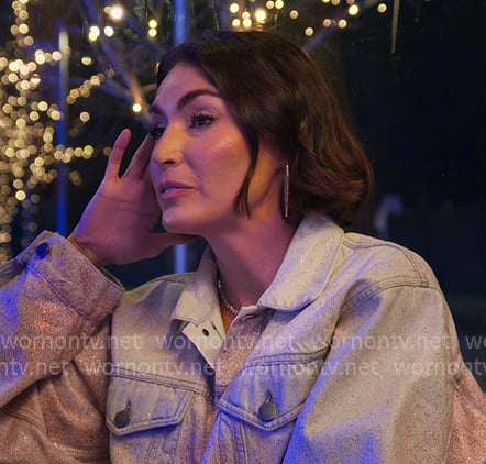 Bronwyn's metallic denim jacket and jeans on The Real Housewives of Salt Lake City