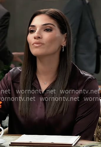 Brook-Lynn's dark purple button down shirt on General Hospital