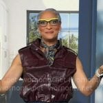 Carla Hall’s burgundy leather vest on Good Morning America