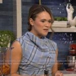 Carleigh Bodrug's blue plaid gathered dress on Live with Kelly and Mark