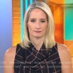 Caroline Polisi’s black checked cowl neck top on CBS Mornings