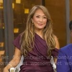Carrie Ann Inaba’s purple satin top and pants on Good Morning America Carrie Ann Inaba’s purple satin top and pants on Good Morning America
