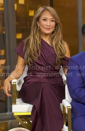Carrie Ann Inaba’s purple satin top and pants on Good Morning America Carrie Ann Inaba’s purple satin top and pants on Good Morning America