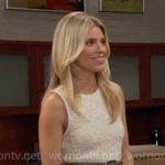 Cat’s white textured top and skirt on Days of our Lives Cat’s white textured top and skirt on Days of our Lives