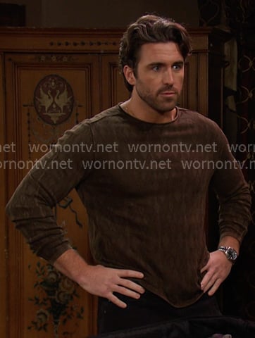Chad's brown textured sweater on Days of our Lives