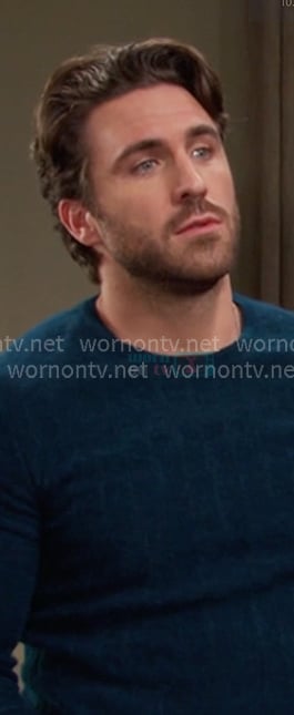Chad’s teal green wool sweater on Days of our Lives Chad’s teal green wool sweater on Days of our Lives