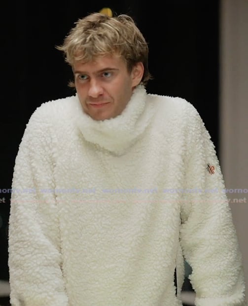 Charlie's white teddy sweater on Next Gen NYC