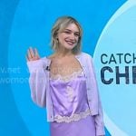 Chelsea Frei’s pink cardigan and lace trim cami on Today