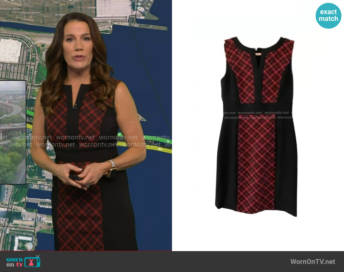 Chelsea Rose Plaid Sheath Dress worn by Heather O’Rourke on Good Morning America