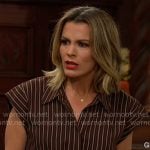 Chelsea’s brown striped shirtdress on The Young and the Restless Chelsea’s brown striped shirtdress on The Young and the Restless