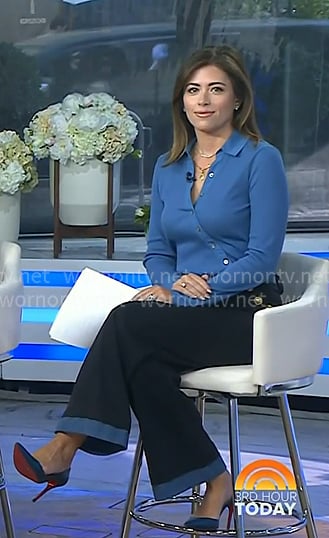 Chloe’s blue asymmetric button shirt and pants on Today