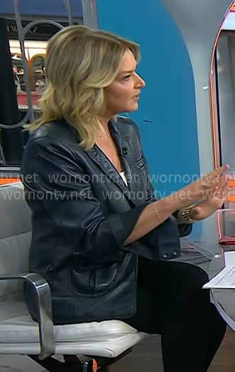 Christine Romans' navy leather blazer on Today