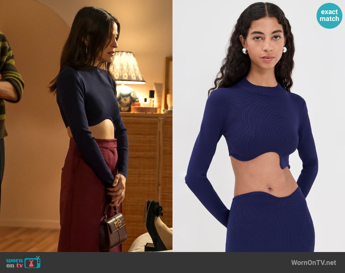 Christopher Esber Maparadita Long Sleeve Top worn by Esther Roklov (Jackie Tohn) on Nobody Wants This Christopher Esber Maparadita Long Sleeve Top worn by Esther Roklov (Jackie Tohn) on Nobody Wants This
