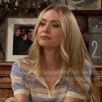 Claire’s blue striped polo top on The Young and the Restless