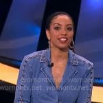 Corinne’s studded denim blazer and pants on Beat Shazam