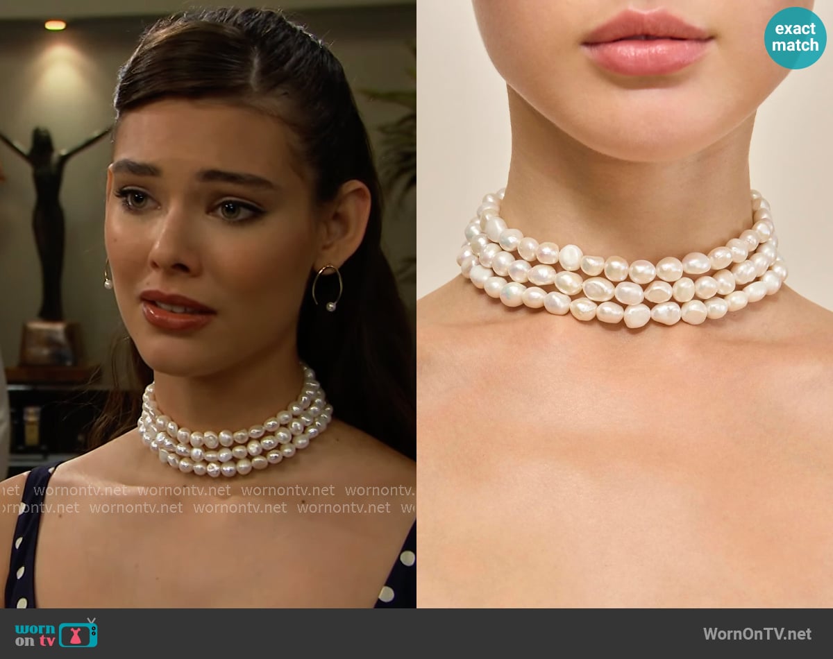 Cult Gaia Nora Choker worn by Electra Forrester (Laneya Grace) on The Bold and the Beautiful Cult Gaia Nora Choker worn by Electra Forrester (Laneya Grace) on The Bold and the Beautiful