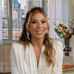 Daisy’s white draped confessional top on The Real Housewives of New York City Daisy’s white draped confessional top on The Real Housewives of New York City