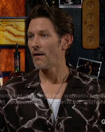 Daniel’s black water print shirt on The Young and the Restless Daniel’s black water print shirt on The Young and the Restless