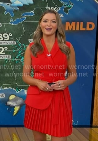 Dani’s red pleated blazer dress on Good Morning America