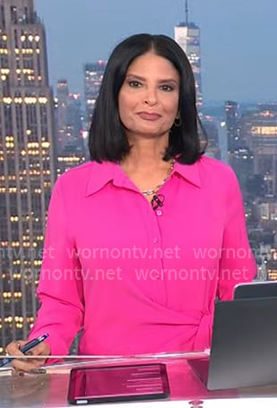 Darlene's pink wrap shirtdress on Today