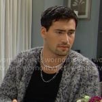 Deke’s grey fluffy animal print cardigan on The Bold and the Beautiful Deke’s grey fluffy animal print cardigan on The Bold and the Beautiful