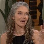 Diane’s black palm embroidered top on The Young and the Restless Diane’s black palm embroidered top on The Young and the Restless