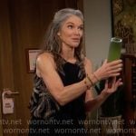 Diane’s black palm embroidered top on The Young and the Restless