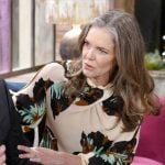 Diane’s cream and aqua floral top on The Young and the Restless