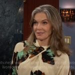 Diane’s cream and aqua floral top on The Young and the Restless