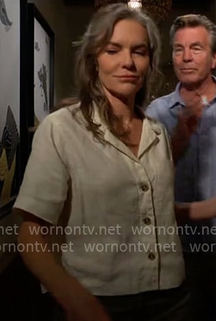 Diane’s cream linen button front top on The Young and the Restless Diane’s cream linen button front top on The Young and the Restless