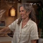 Diane’s cream linen button front top on The Young and the Restless