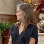 Diane’s navy v-neck midi dress on The Young and the Restless