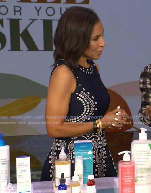 Dr Jeanine Downie’s navy embroidered dress on Live with Kelly and Mark Dr Jeanine Downie’s navy embroidered dress on Live with Kelly and Mark