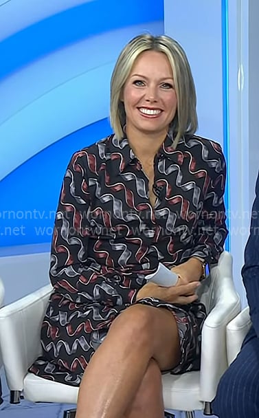 Dylan’s black wavy print shirtdress on Today