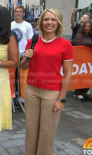 Dylan's red short sleeve sweater and patch pocket pants on Today