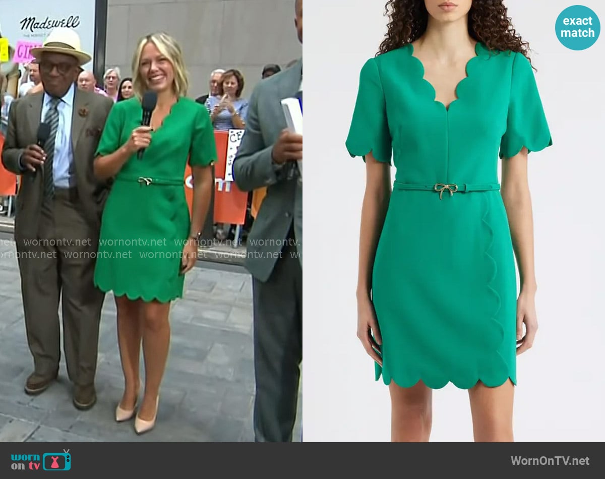 Eliza J Scallop Sheath Dress in Green worn by Dylan Dreyer on Today Eliza J Scallop Sheath Dress in Green worn by Dylan Dreyer on Today