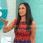 Elizabeth Werner's red and navy chain print dress on CBS Mornings Elizabeth Werner's red and navy chain print dress on CBS Mornings