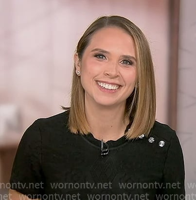 Elizabeth’s black button shoulder dress on Good Morning America Elizabeth’s black button shoulder dress on Good Morning America